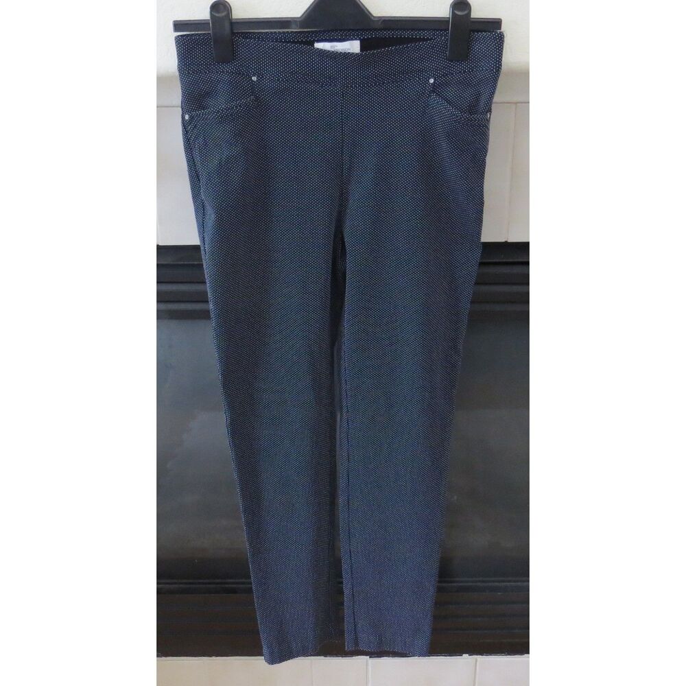89th & Madison Women's Polka Dot Stretch Sailor Ankle Pants Mid Rise Navy L EUC - Picture 4 of 9